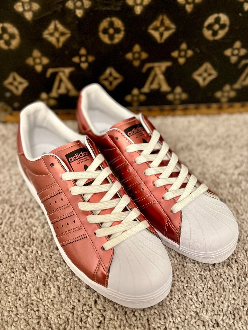 Adidas Originals Superstar Boost Shell Toe Sneakers in Copper, NEW